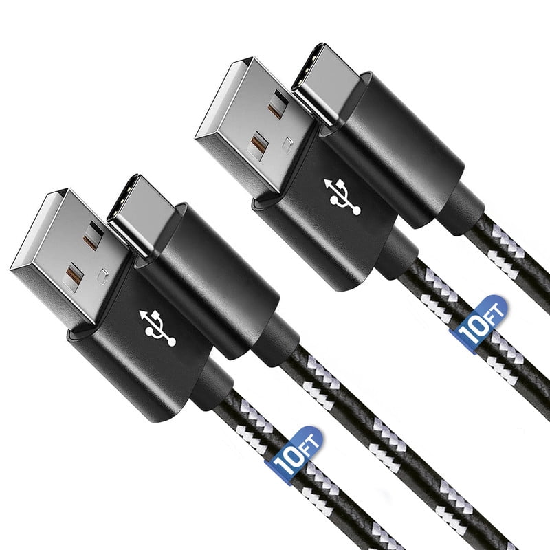 Afflux Braided USB-A to USB-C Fast Charger Cable, 10ft, Universal ...