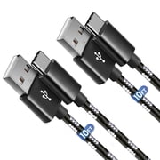 Afflux 2 Pack USB-A to USB-C Fast Charger Braided Type C Cable Compatible with iPhone 17 / 16 / 15 Pro Max Plus Air, Samsung Galaxy S25 S24 S23 Ultra, Google Pixel, iPad Pro, Universal (10ft, Black)