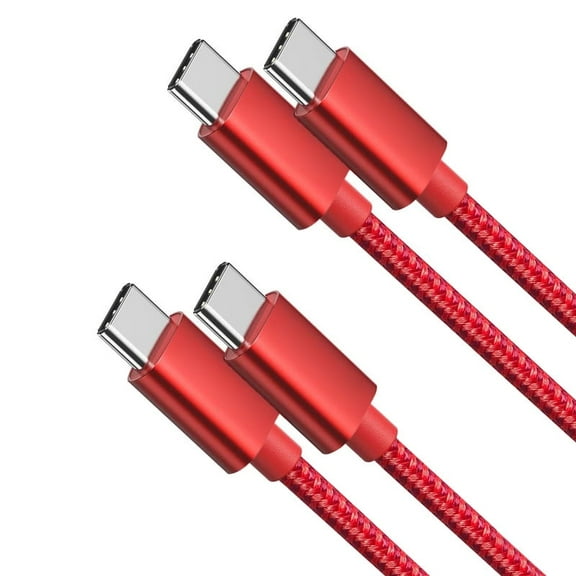 2 Pack Afflux USB-C to USB-C PD Fast Charger Cable Data Sync Braided Cord Compatible with iPhone 16 /15 Pro Max Plus / Samsung Galaxy S24 S23 S22 Ultra / iPad Pro / Universal for Type-C (3ft, Red)