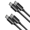 thumbnail image 1 of 2 Pack Afflux USB-C to USB-C PD Fast Charger Cable Data Sync Braided Cord Compatible with iPhone 16 /15 Pro Max Plus / Samsung Galaxy S24 S23 S22 Ultra / iPad Pro / Universal for Type-C (6ft, Black), 1 of 5