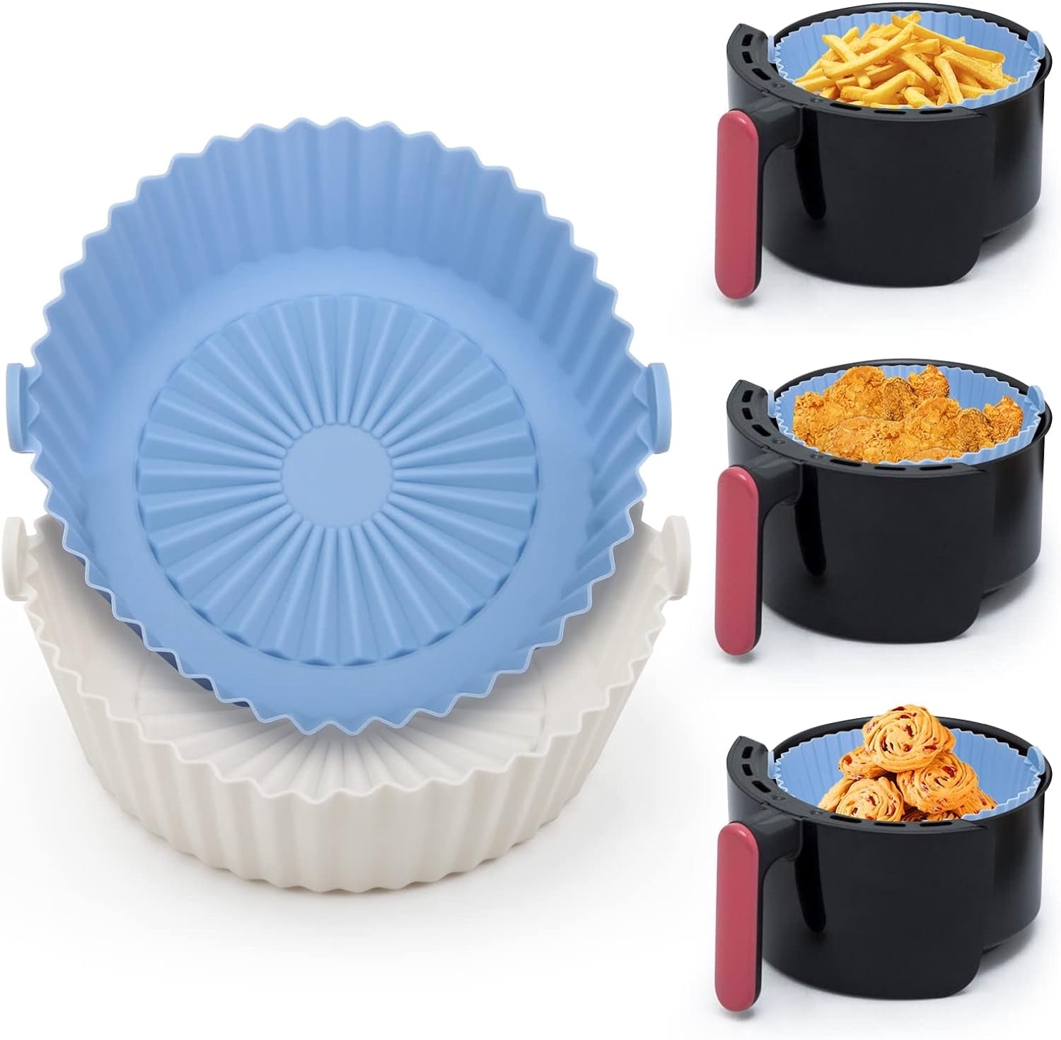 2 Pack Air Fryer Silicone Pot, 6.3 Inch Air Fryer Reusable Liners Round ...