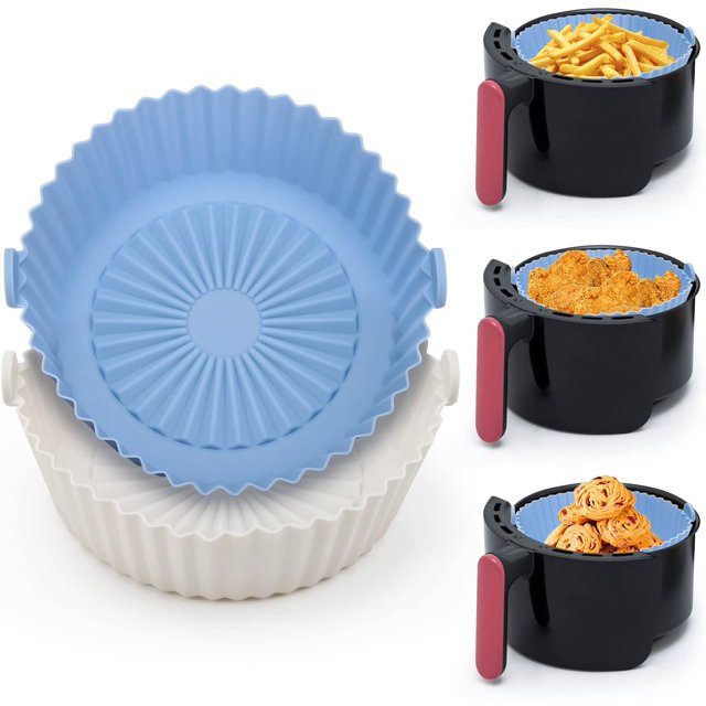 2 Pack Air Fryer Silicone Pot Reusable Liners for 6.3 Inch Air Fryer