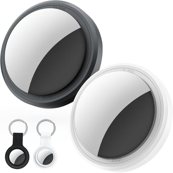 2-Pack Air Tracker Tags Compatible with Apple Find My (iOS Only), Bluetooth Tracker, Smart Keys Finder and Item Locator with Waterproof Case for Wallet Luggage Backpack (Android Need Download App)