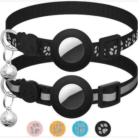 2 Pack Airtag Cat Collar Breakaway with Bell,Reflective Kitten Collar with Apple Airtag Cat Collar Holder,Adjustable 7-12In,Safety Buckle for Girl Boy Cats,Pet Supplies,Accessories,Gifts