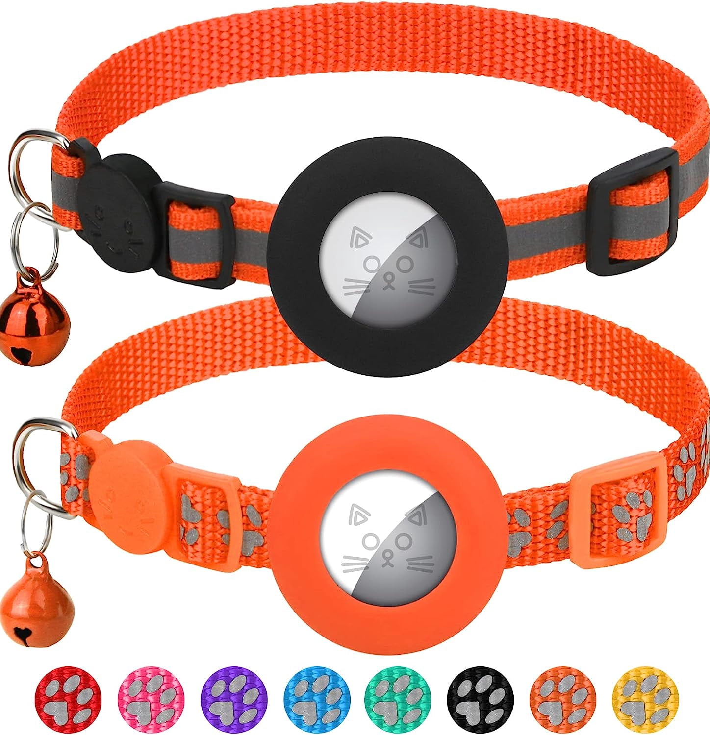 Curated visual reference: Visual Reference: 2 Pack Airtag Cat Collars Reflective Cat Collar With Silicone