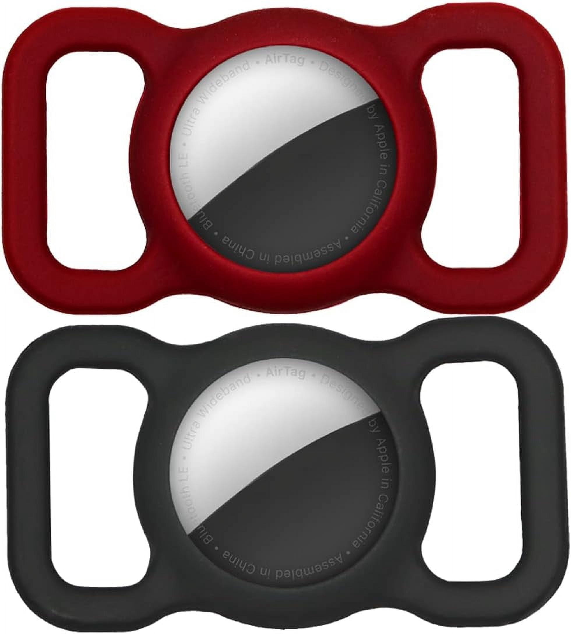 Cat Collar With AirTag Holder - Adjustable, Breakaway Safety Buckle, Black & Red
