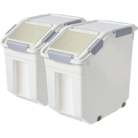 2 Pack Airtight Flour Storage Container With Scoop,Dry Food, Sugar, Baking Supplies,Rice Container Set -BPA Free- Pet Food Storage Container,Dog Cat Birds Food Bin(50LB)