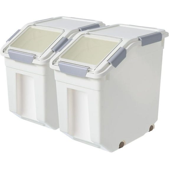 2 Pack Airtight Flour Storage Container With Scoop,Dry Food, Sugar, Baking Supplies,Rice Container Set -BPA Free- Pet Food Storage Container,Dog Cat Birds Food Bin(50LB)