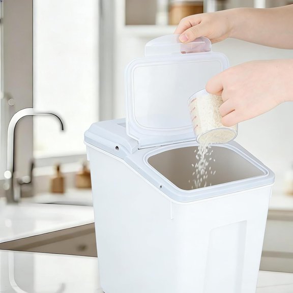 2 Pack Airtight Food Storage Containers 25Lb with Wheels and Measuring Cups for Rice Flour Pet Food