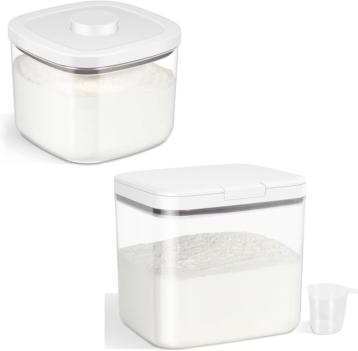 2 Pack Airtight Rice Container 10 Lbs, Clear Plastic Food Storage