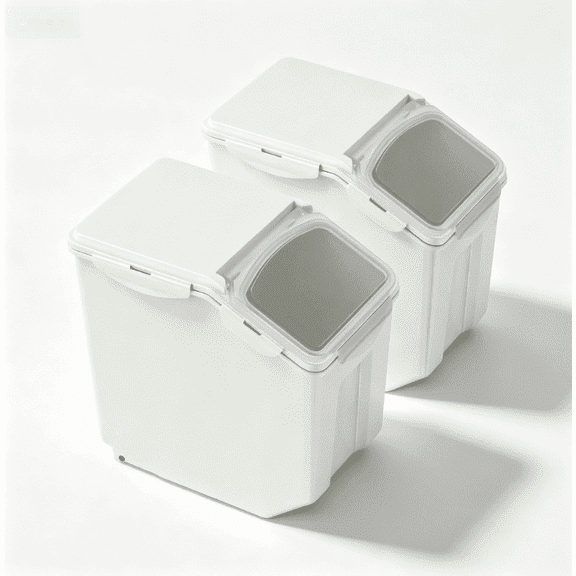 2 Pack Airtight Stackable Pet Food Storage Bin with Rolling Wheels & Measuring Scoop for Kitchen Dry Grain & Pet Feed Storage