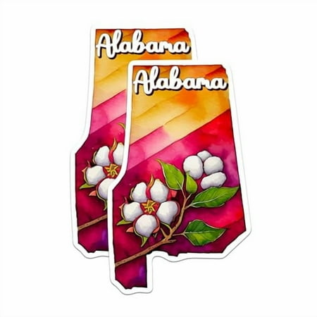 (2 Pack) Alabama State Shape Magnets - AL State Magnet - Choose from 50 States - 5" On Longest Side - Premium Magnet - for Cars, Refrigerators, Toolboxes - Made in USA - MAG1238