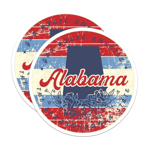 (2 Pack) Alabama Stickers - State Pride Stickers - Floral Southern Decal - 5" On Longest Side - Sticks to Smooth Flat Surfaces - Made in USA - BMCS18460