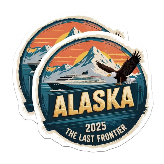 (2 Pack) Alaska Cruise Magnets - Eagle Mountain Scene - 2025 Frontier Decor - 5" On Longest Side - Premium Magnet - for Cars, Refrigerators, Toolboxes, Lockers - Made in USA - MAG17373