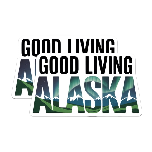 (2 Pack) Alaska Magnets - Northern Lights Mountains - Good Living State Souvenirs - 5 Inches On Longest Side - Thick Durable Magnet - Made in USA - MAG19215