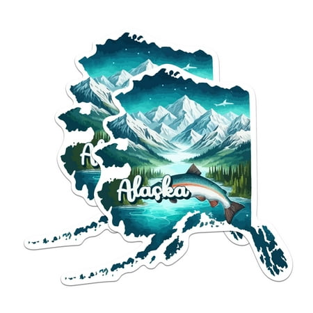 (2 Pack) Alaska State Shape Magnets - AK State Magnet - Choose from 50 States - 5" On Longest Side - Premium Magnet - for Cars, Refrigerators, Toolboxes - Made in USA - MAG1244