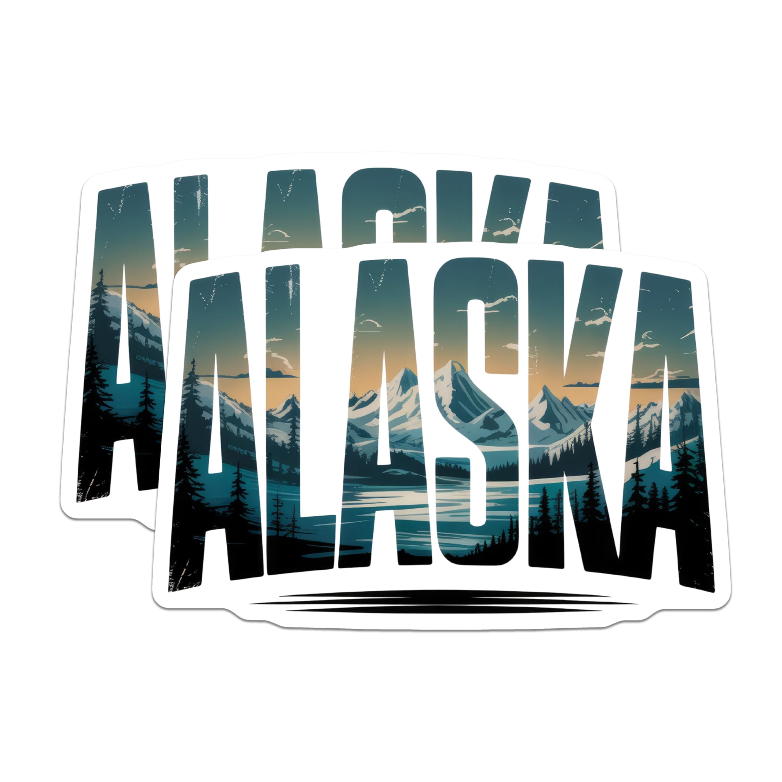 (2 Pack) Alaska Stickers - Mountain Scenery - State Pride Decals - 5 ...