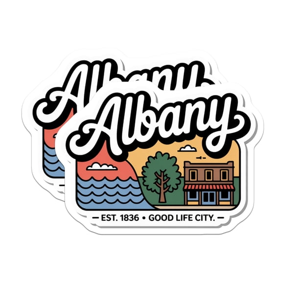 (2 Pack) Albany New York Magnets - Good Life City Decor - Albany NY Souvenir Fridge Magnets - 5" On Longest Side - Premium Magnet - for Cars, Refrigerators, Toolboxes, Lockers - Made in USA - MAG17518