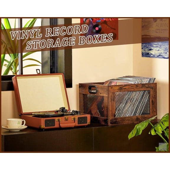 2 Pack Albums Storage for Vinyl Records, and Reliable Record Crates for Vinyl, Lp Record Storage Boxes Cube Record Holder Organizers,Easy to Assemble