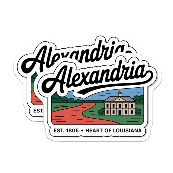 (2 Pack) Alexandria Louisiana Magnets - Heart of Louisiana - Alexandria LA Decor - 5" On Longest Side - Premium Magnet - for Cars, Refrigerators, Toolboxes, Lockers - Made in USA - MAG17515