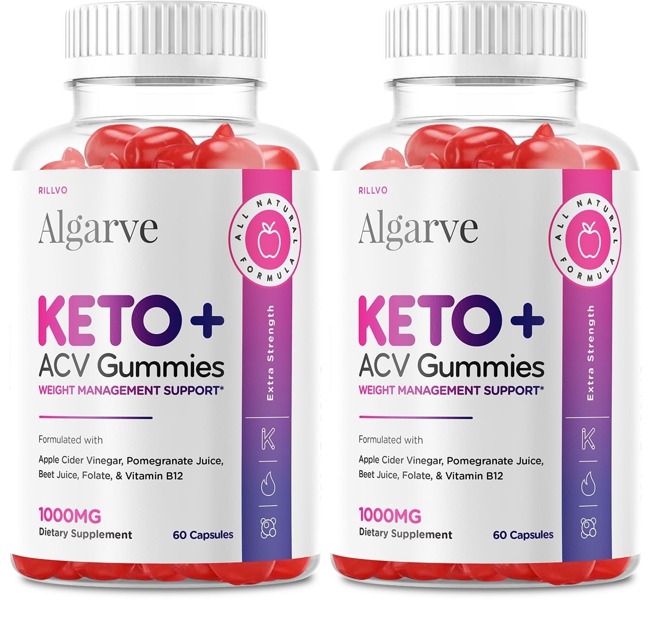 (2 Pack) Algarve Keto Gummies - Algarve Keto ACV Gummy’s - Supplement for Weight Loss - Energy & Focus Boosting Dietary Supplements for Weight Management & Metabolism - 120 Gummies