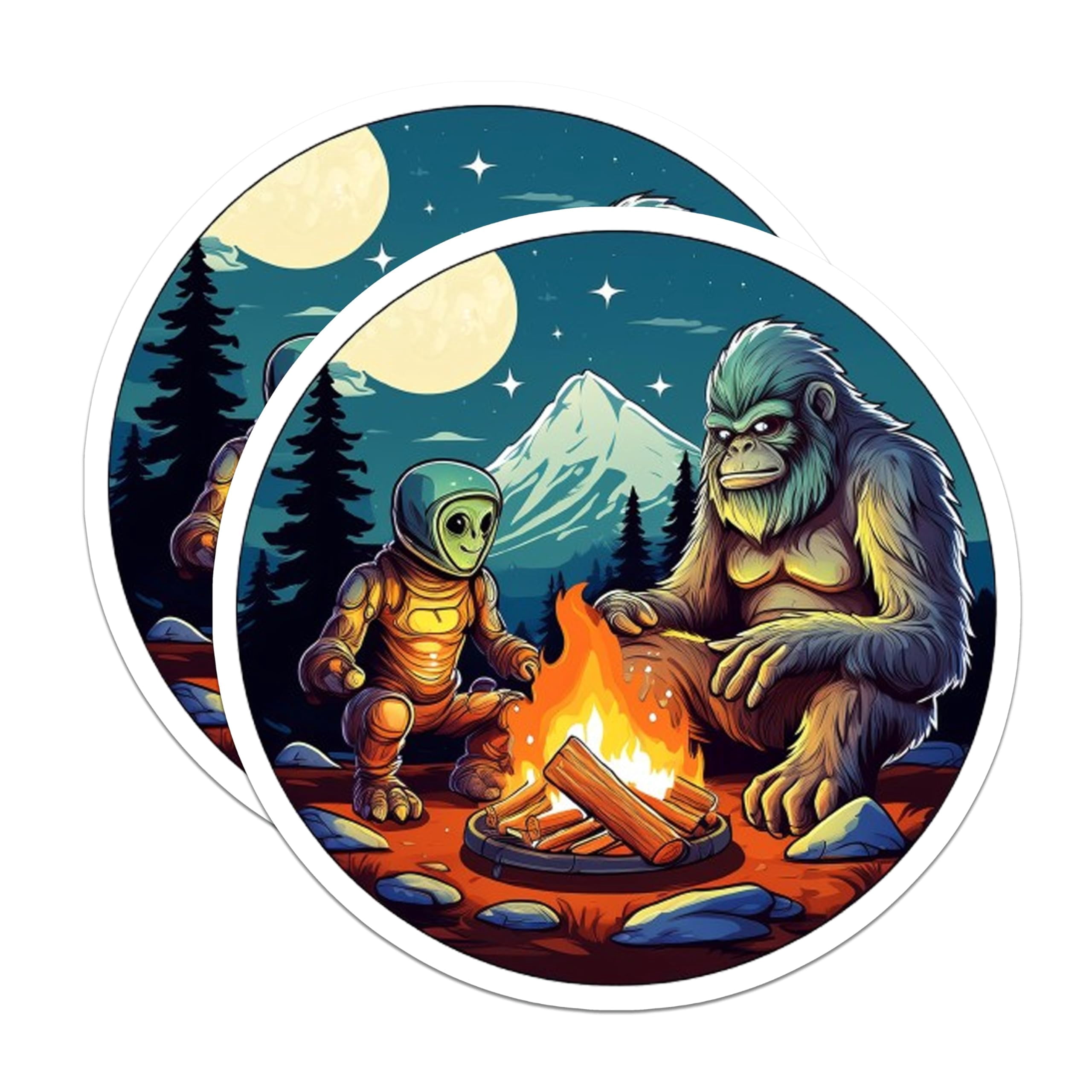(2 Pack) Alien Bigfoot Stickers - Campfire Adventure - Cryptid ...