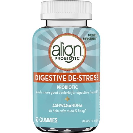 2 Pack- Align Digestive De-Stress Probiotic + ASHWAGANDHA, Berry, 50 Gummies
