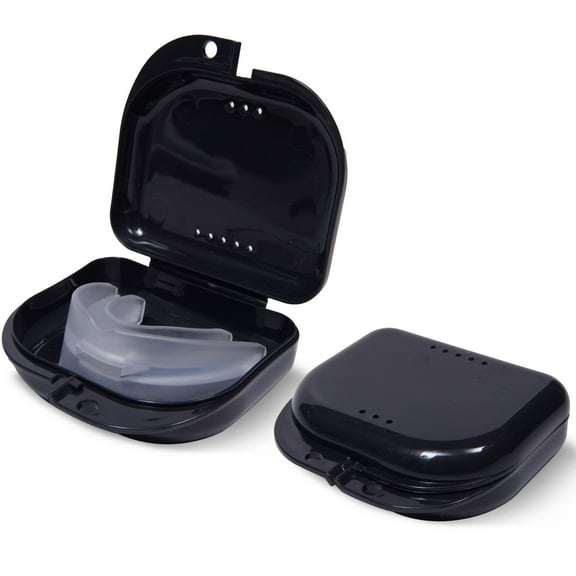 (2 Pack) Aligner and Retainer Case - Odorless Mouth Guard Case - Ventilated, Durable & Hygienic - Easy to Clean & Easy to Carry - 3.14 x 3.14 x 1.1 (Black)