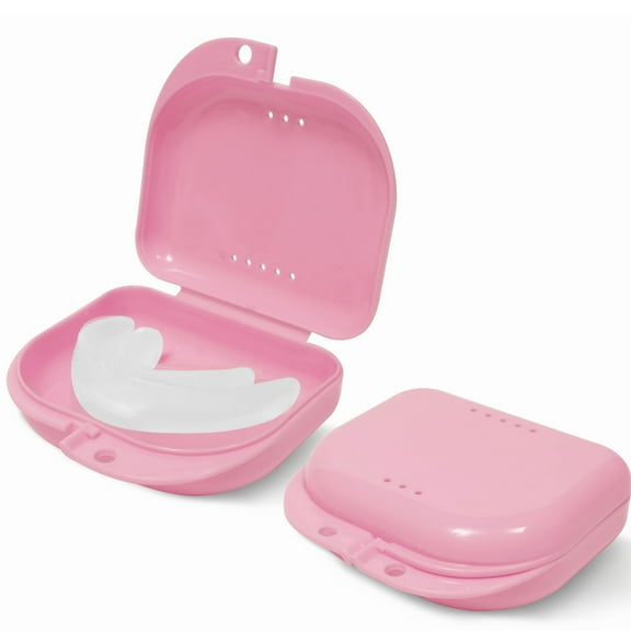 (2 Pack) Aligner and Retainer Case - Odorless Mouth Guard Case - Ventilated, Durable & Hygienic - Easy to Clean & Easy to Carry - 3.14 x 3.14 x 1.1 (Pink)