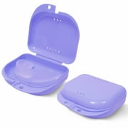 (2 Pack) Aligner and Retainer Case - Odorless Mouth Guard Case - Ventilated, Durable & Hygienic - Easy to Clean & Easy to Carry - 3.14 x 3.14 x 1.1 (Purple)