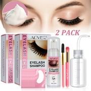 2 Pack Aliver Eyelash Shampoo for Lash Extension, Foaming Cleanser Kit No-Irritation Burning, Eye Make-Up Remover, For Salon and Home Use