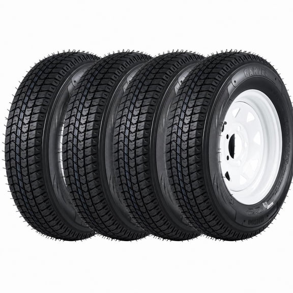2-Pack All-Weather Trailer Tires & Wheels-5.30-12, 6PR Load Range C, 4 Lug 12" White Modular Rims, Fits Utility, Boat, Camper Trailers-5.30-12 6PR 4Lug, White Wheel, PCD 101.6x4