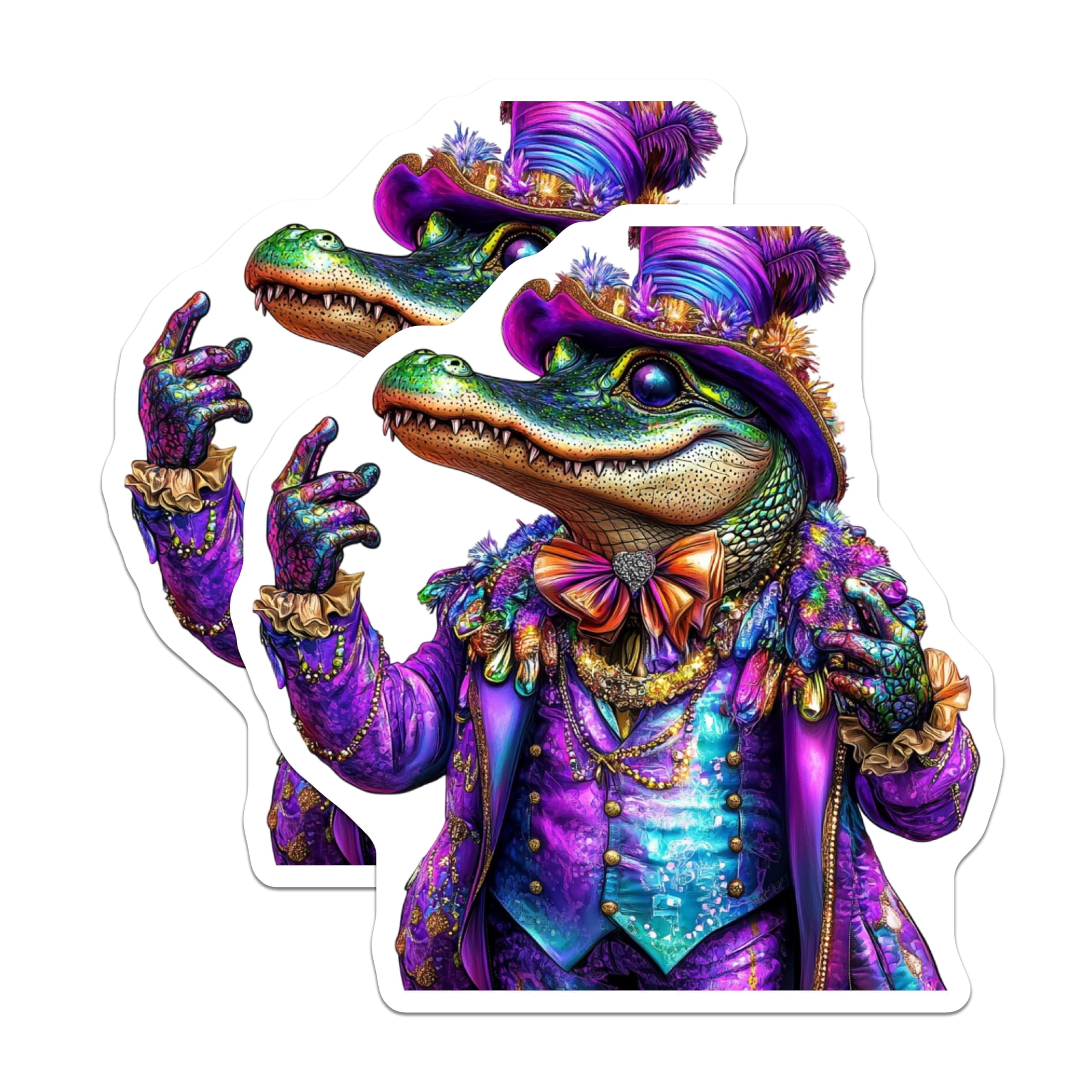 (2 Pack) Alligator Mardi Gras Stickers - Fancy Alligator - Party ...