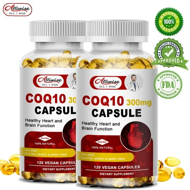 (2 Pack)Alliwise CoQ10 300mg High Absorption, Antioxidant for Heart