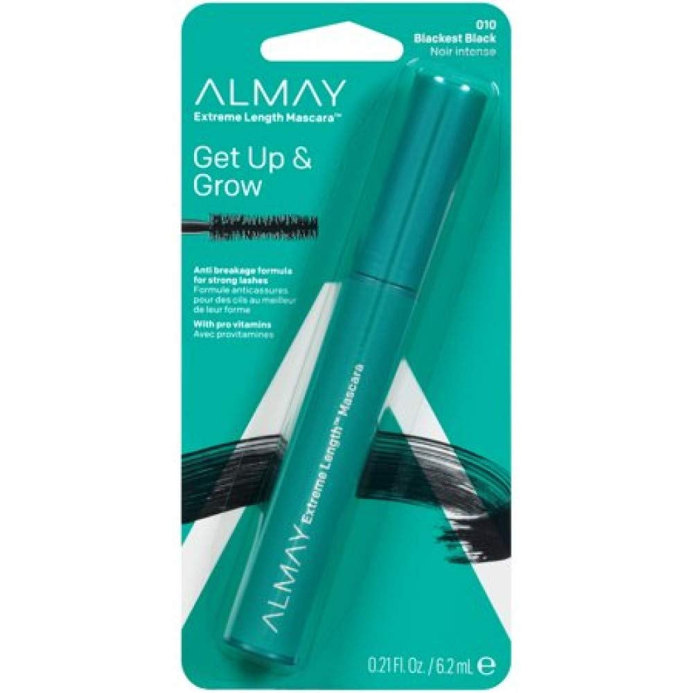 2 Pack Almay One Coat Get Up & Grow Extreme Length Mascara, Blackest Black [010] 0.21 oz