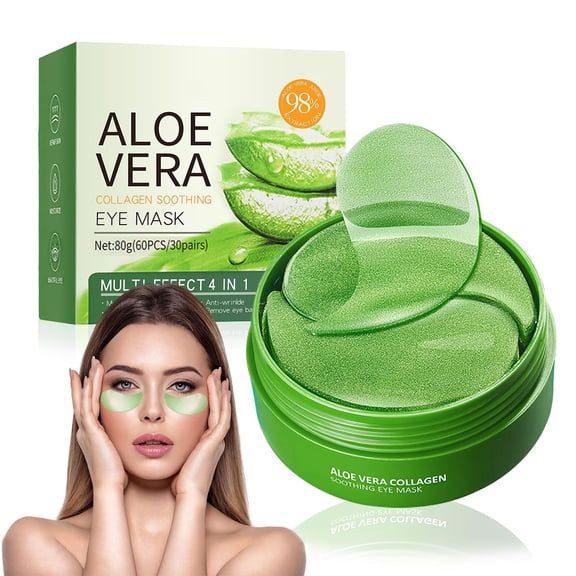 2 Pack Aloe Vera Eye Mask, 60 Pairs/Pack, Collagen Eye Gels Mask for Puffy Eyes and Dark Circles, Soothing & Hydrating Eye Gel Patches, Anti Wrinkle Pads, Moisturizing for Women and Men