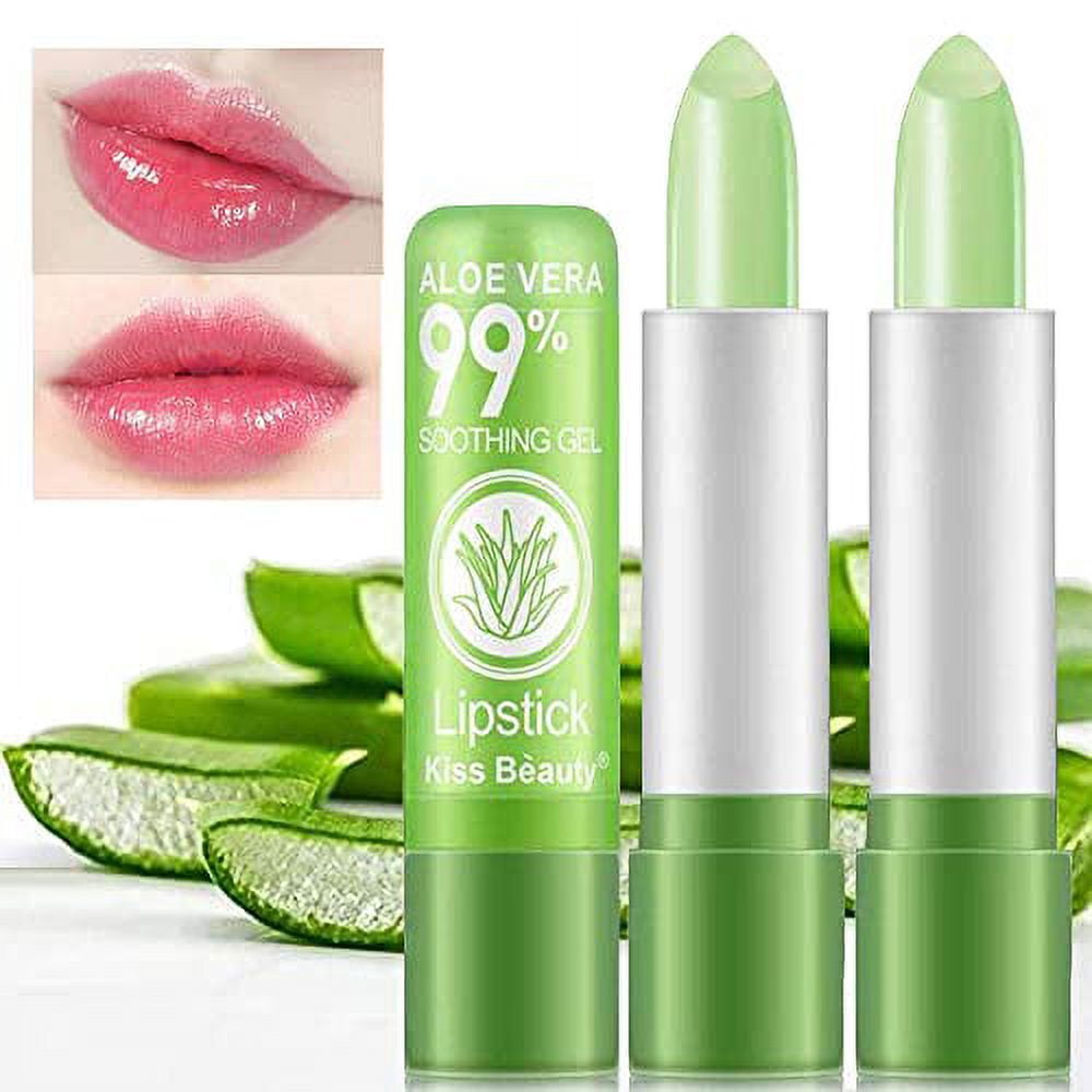 2 Pack Aloe Vera Lipstick, Firstfly Long Lasting Nutritious Lip Balm Lips Moisturizer Magic