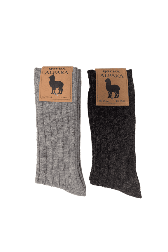 Alpaca Wool Thermal Socks, Thin Winter Crew Socks for Men & Women – Anthracite - Gray Warm Outdoor Boot Socks