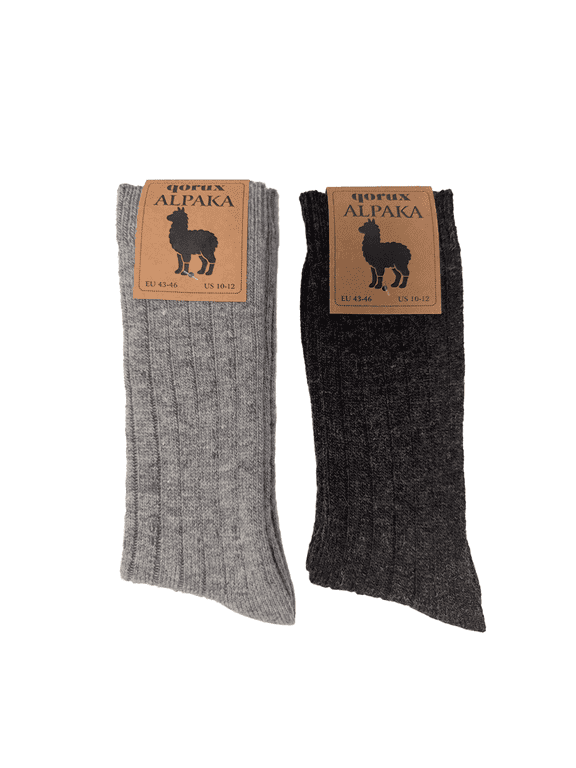 Alpaca Wool Thermal Socks, Thin Winter Crew Socks for Men & Women – Anthracite - Gray Warm Outdoor Boot Socks