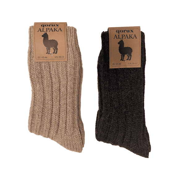 2 Pack Alpaca Wool Socks Brown - Beige | 39-42 | Thick
