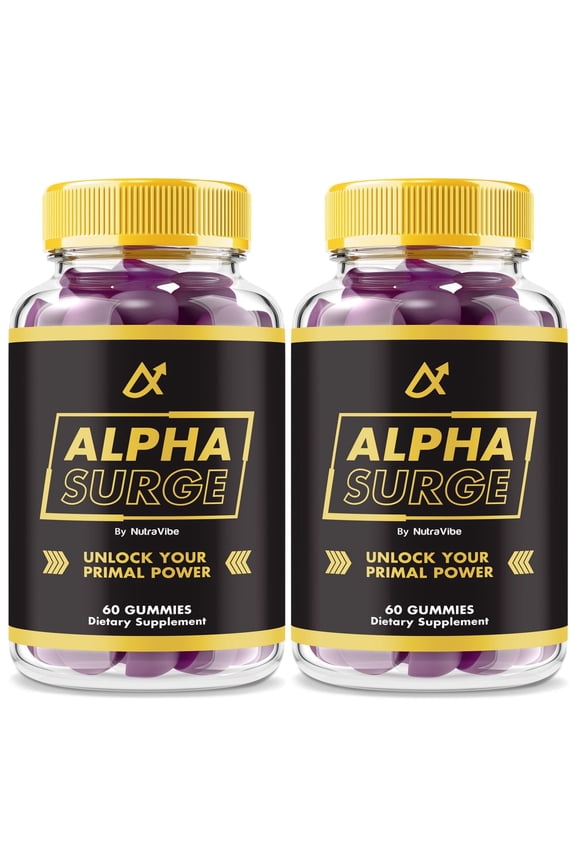 (2 Pack) Alpha Surge Gummies  Official AlphaSurge All-Natural Pre Workout Gummy for Physical Health & Overall Well-Being, Premium Gomitas for Energy, Vitality & Wellness Support (120 Gummies)