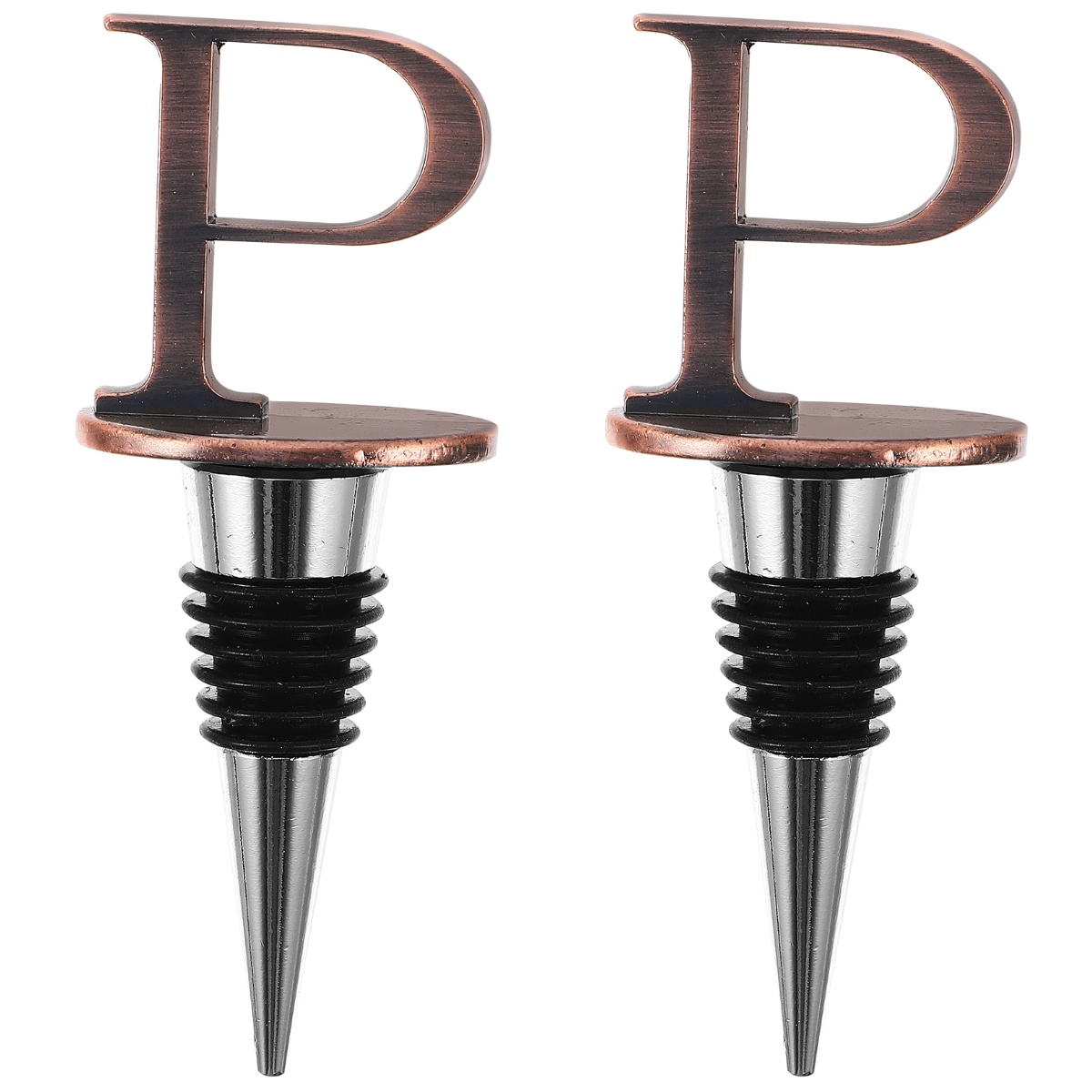 2 Pack Alphabet Wine Corks Stoppers Practical Plug Metal Aluminum Alloy