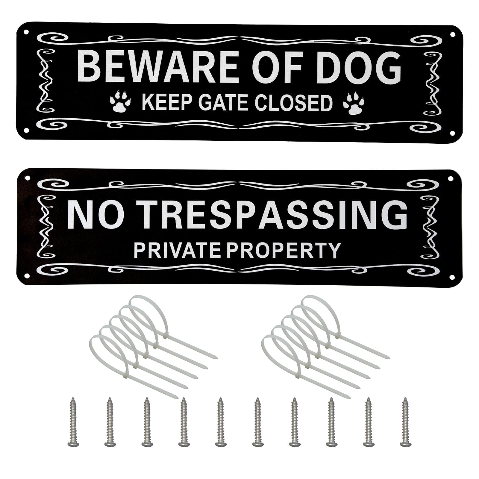 Gocolt Panneau En Métal Avec Inscription « Warning Beware Of Dog No Trespassing Dog On Premises Stop Keep Gate Shut Do Not Enter Without Permission Or Owner Present » - Panneau Décoratif