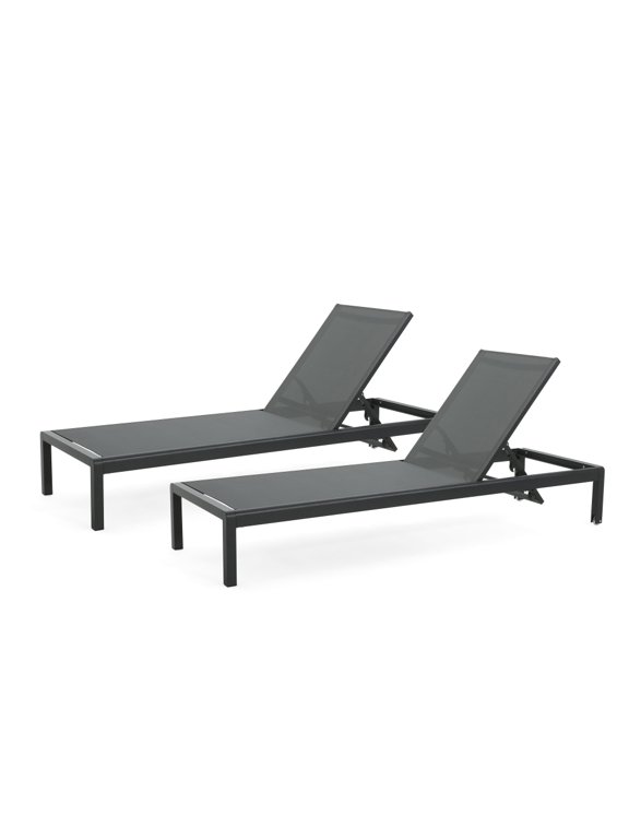2-Pack Aluminum Adjustable Chaise Lounges, Outdoor Reclining Chairs for Pool, Patio, Yard & Beach, Lightweight & Weather-Resistant