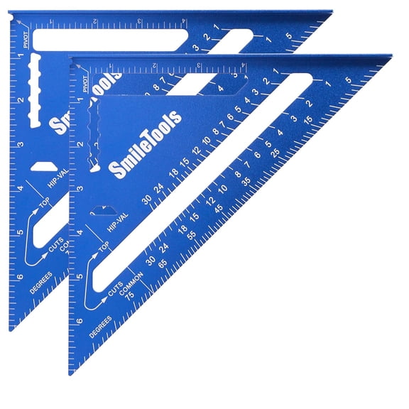2 Pack Aluminum Alloy Carpenter Square - 7 Inch Triangle Carpenter Square Rafter Layout Tool for Woodworking and Carpentry