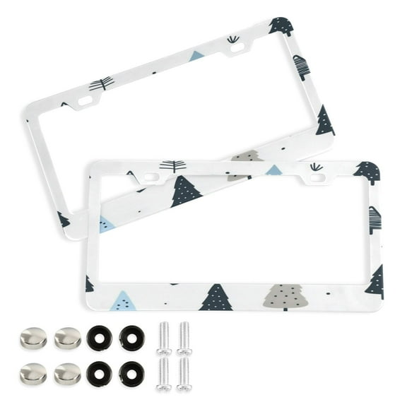 2 Pack Aluminum Alloy License Plate Frame Universal Car License Plate Cover with 2 Holes with Free Screws Light Blue Cute Forest