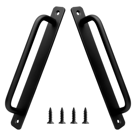 2 Pack Aluminum Alloy Sliding Barn Door Handle, 180mm / 7.1 Inch Hole Center Gate Door Handle, Closet Door Pulls with Plate for Kitchen, Cabinet, Bathroom, Closet, 7.9 Inch Long(Black)