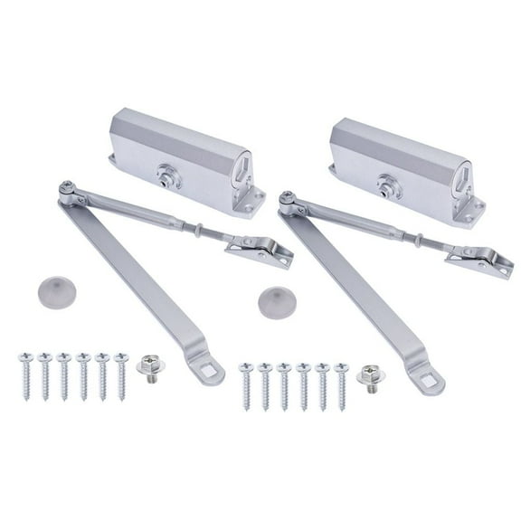2-Pack Aluminum Commercial Door Closer Two Independent Valves Control Sweep 45-65Kg Weight Doors