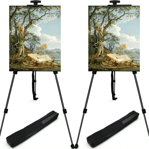 2-Pack Aluminum Easel Stand, Height Adjustable 17 to 66 Inch, Art Display and Painting Easel for Wedding Signs, Indoor Outdoor Use