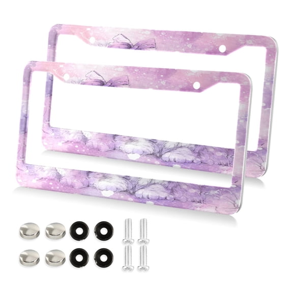 2-Pack Aluminum License Plate Frame with 2 Holes for GM License Plate Cover with Free Screws Adorable Long-haired Kittens with Bows